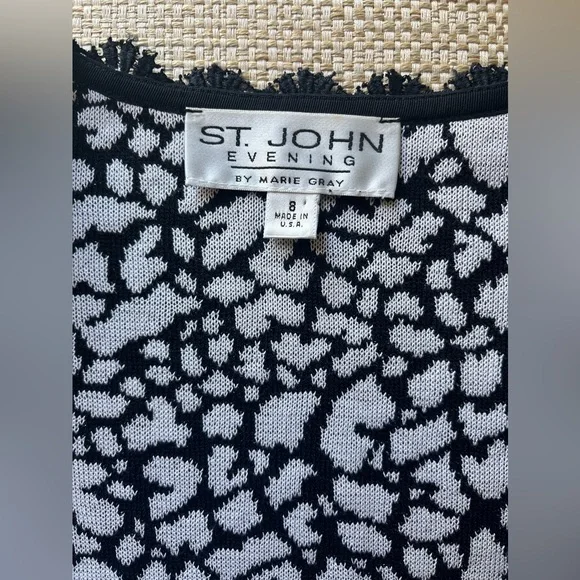 Vintage St. John Evening by Marie Gray leopard print knit cardigan and skirt - Picture 4 of 12